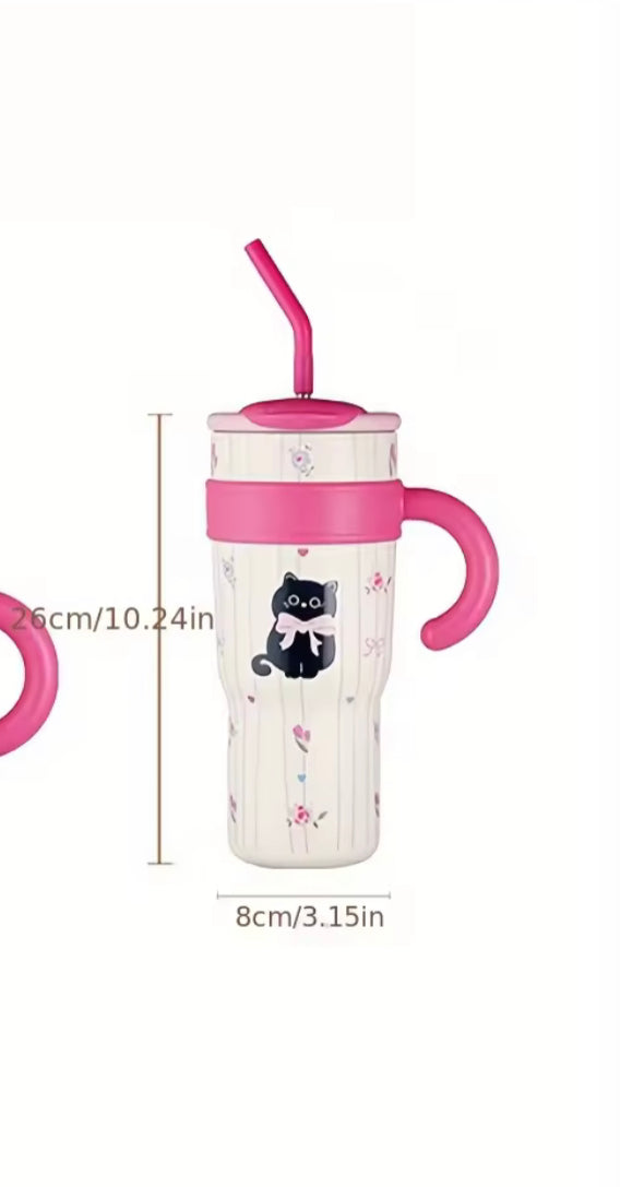 1200ml Cute Stainless Steel Tumbler With Straw, Cute Thermos Water Bottle, Outdoor Coffee Travel Mug 1200ml Cute Stainless Steel Tumbler With Straw, Cute Thermos Water Bottle, Outdoor Coffee Travel Mug
